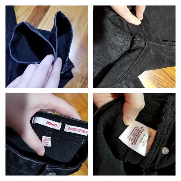 Bongo Black Super Soft Skinny Jeans Junior 11 ~ Casual Streetwear Punk Emo - Picture 5 of 9